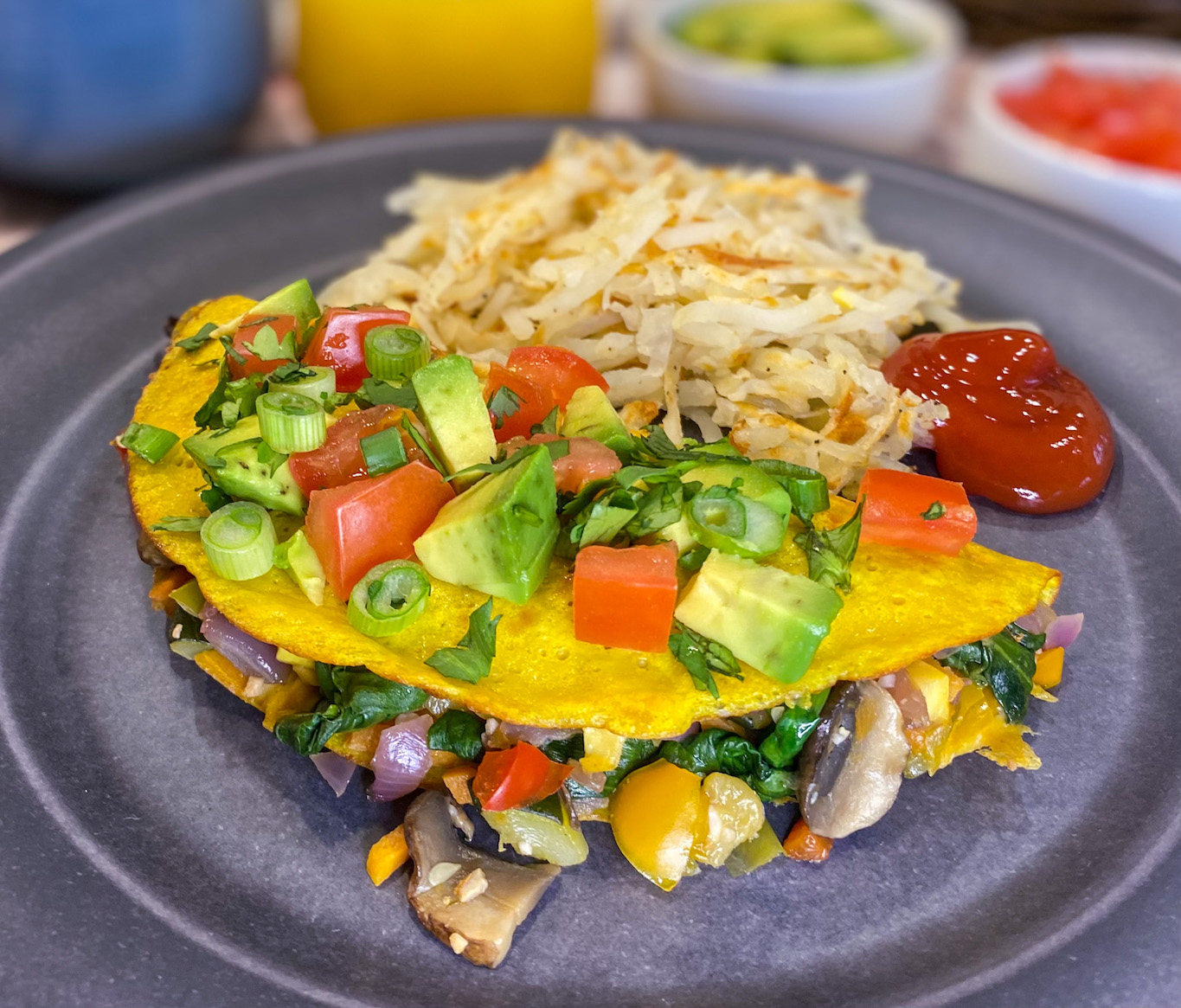 Garden Veggie Vegan Omelet - Pebbles And Toast