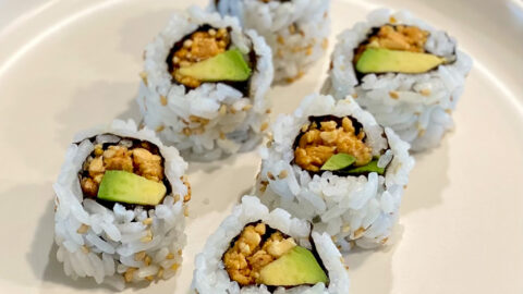 Peanut Avocado Sushi Roll (vegan) - Pebbles and Toast